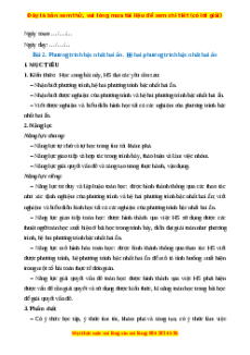 Giáo án Phương trình bậc nhất hai ẩn. Hệ hai phương trình bậc nhất hai ẩn Toán 9 Cánh diều