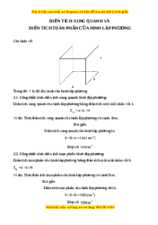Lý thuyết Diện tích xung quanh và diện tích toàn phần của hình lập phương Toán 5