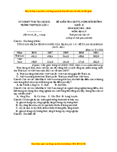 Đề thi thử tốt nghiệp Địa lí trường THPT Hậu Lộc 1 lần 1 năm 2024