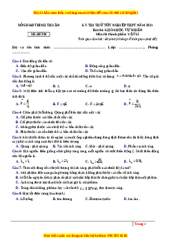 Đề thi thử Vật Lí Sở Bình Thuận năm 2021