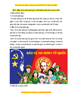 Lý thuyết Giáo dục quốc phòng 10 Cánh diều Bài 5: Bảo vệ an ninh quốc gia và bảo đảm trật tự, an toàn xã hội