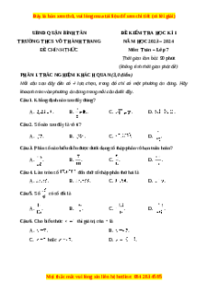 Đề thi cuối kì 1 Toán 7 trường THCS Võ Thành Trang TP Hồ Chí Minh