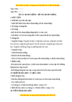 Giáo án Đoạn thẳng. Độ dài đoạn thẳng Toán 6 Kết nối tri thức