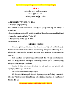 Đề thi cuối kì 2 Tiếng Việt lớp 4 Cánh diều (Đề 1)