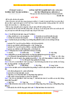 Đề thi thử Địa Lí trường Thanh Chương lần 1 năm 2021