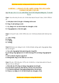 Trắc nghiệm Bài 1 Lịch sử 9: Liên Xô và các nước Đông Âu từ năm 1945 đến giữa những năm 70 của thế kỉ XX