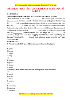 Bộ 24 đề thi cuối kì 1 Tiếng Anh 6 Friends plus có đáp án