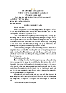Đề thi giữa kì 1 Tiếng Việt lớp 5 Chân trời sáng tạo (Đề 8)