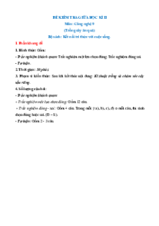 Bộ 2 đề thi Giữa kì 2 Công nghệ 9 Kết nối tri thức Trồng cây ăn quả