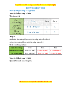 Giải Sgk Toán lớp 3 Bài 34: Diện tích hình vuông (Chân trời sáng tạo)