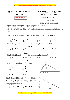 Đề thi giữa kì 2 Toán 8 Chân trời sáng (Đề 8)