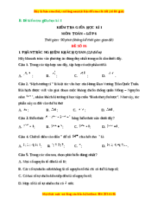 Đề thi giữa kì 1 Toán 6 Cánh diều (Đề 6)