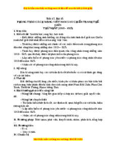 Giáo án Bài 15 Lịch sử 9: Phong trào cách mạng Việt Nam sau Chiến tranh thế giới thứ nhất (1919-1925)