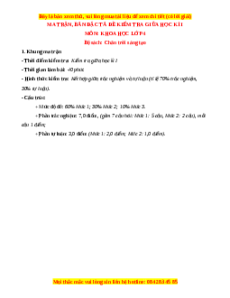 Đề thi giữa kì 1 Khoa học lớp 4 Chân trời sáng tạo - Đề 1