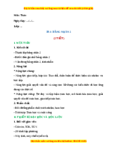 Giáo án Bảng nhân 2 Toán 2 Chân trời sáng tạo