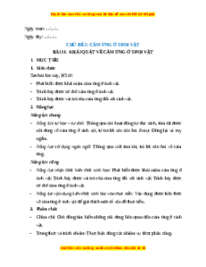Giáo án Khái quát về cảm ứng ở sinh vật Sinh học 11 Cánh diều