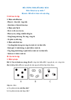 Đề cương Giữa kì 2 KHTN 7 Kết nối tri thức có đáp án