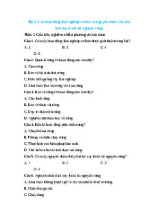 Trắc nghiệm Bài 2: Các hoạt động lâm nghiệp cơ bản Công nghệ 12 Lâm nghiệp-Thủy sản Kết nối