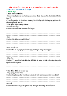 Đề cương ôn tập Cuối kì 1 Tiếng Việt lớp 3 Cánh diều