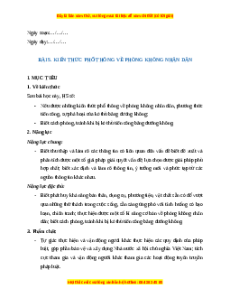 Giáo án GDQP 11 Bài 5 (Cánh diều): Kiến thức phổ thông về phòng không nhân dân