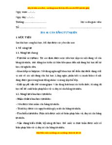 Giáo án Cân bằng tự nhiên Sinh học 8 Kết nối tri thức