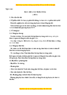 Giáo án Gdtc 3 Bài 2 Kết nối tri thức: Khua tay trong nước