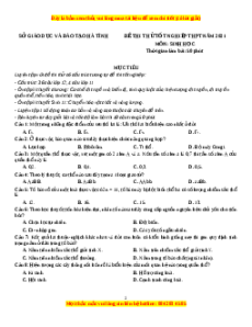 Đề thi thử Sinh Học Sở Hà Tĩnh lần 1 năm 2021