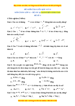 Đề thi giữa kì 2 Toán 11 Chân trời sáng tạo (Đề 4)