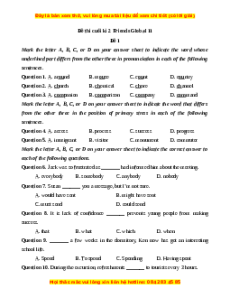 Đề thi cuối kì 2 Tiếng Anh 11 Friends global (Đề 1)