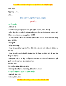 Giáo án Đơn vị, Chục, Trăm, Nghìn Toán 2 Chân trời sáng tạo