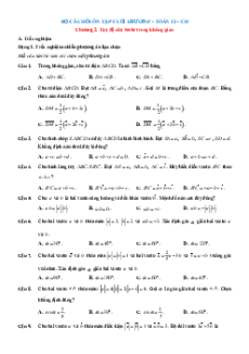 Bài tập ôn tập + Đề kiểm tra Toán 12 Chương 2 Cánh diều theo chương