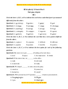 Bộ 10 đề thi giữa kì 2 Tiếng Anh 8 Friends Plus có đáp án