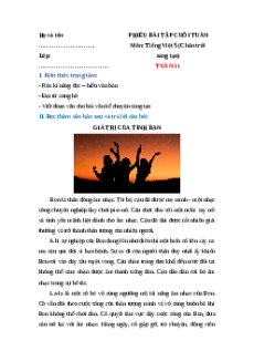 Bài tập cuối tuần Tiếng Việt lớp 5 Chân trời sáng tạo Tuần 11