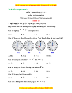 Đề thi giữa kì 1 Toán 6 Cánh diều (Đề 10)