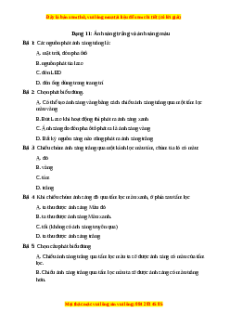 Trắc nghiệm Ánh sáng trắng và ánh sáng màu Vật lí 9