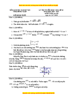 Đề thi vào 10 môn Toán tỉnh Đồng Tháp (Hệ không chuyên) năm 2021