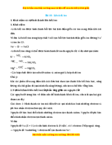 Lý thuyết Liên kết ion Hóa 10 Cánh diều