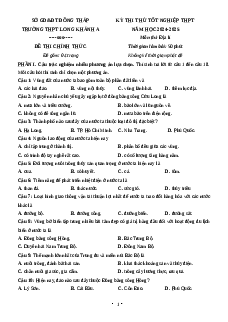 Đề thi thử tốt nghiệp 2025 Địa lí THPT Long Khánh A - Đồng Tháp