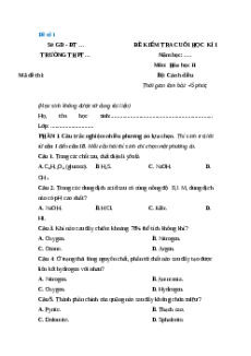 Đề thi Hóa học 11 Cuối kì 1 Cánh diều Cấu trúc mới 2025 (Đề 1)