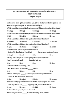 Đề minh họa vào lớp 10 Tiếng Anh năm 2025 - 2026 (có lời giải)