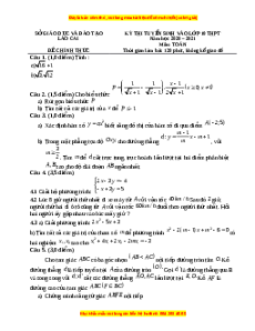 Đề thi vào 10 môn Toán tỉnh Lào Cai (Hệ không chuyên) năm 2021