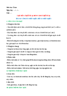 Giáo án Xăng-ti-mét khối. Đề-xi-mét khối Toán lớp 5 Kết nối tri thức