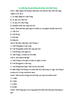 Trắc nghiệm Chuyển động nhìn thấy của Mặt Trăng KHTN 6 Chân trời sáng tạo