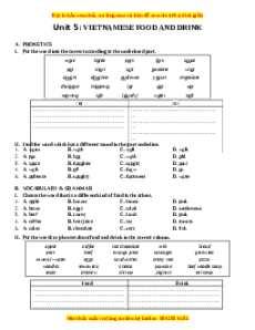 Bài tập Unit 5: Vietnamese food and drink Tiếng Anh 7 chương trình thí điểm - Lưu Hoằng Trí