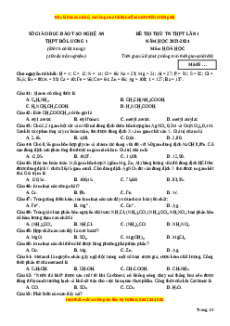 Đề thi thử tốt nghiệp Hóa học trường THPT Đô Lương 1 - Nghệ An lần 1 năm 2024