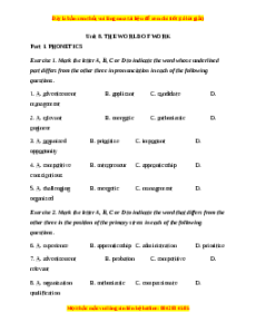 Trắc nghiệm Unit 8: The world of work Tiếng Anh 12 chương trình thí điểm