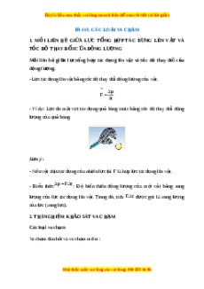 Lý thuyết Vật lý 10 Chân trời sáng tạo Bài 19: Các loại va chạm