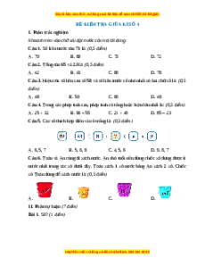 Đề thi giữa kì 1 Toán lớp 2 Chân trời sáng tạo - Đề 4