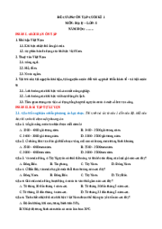 Đề cương ôn tập Cuối kì 1 Địa lí 8 Kết nối tri thức