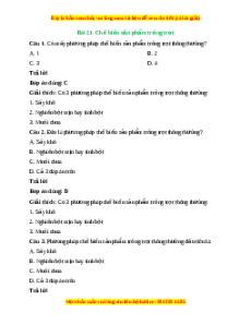 Trắc nghiệm Bài 21: Chế biến sản phẩm trồng trọt